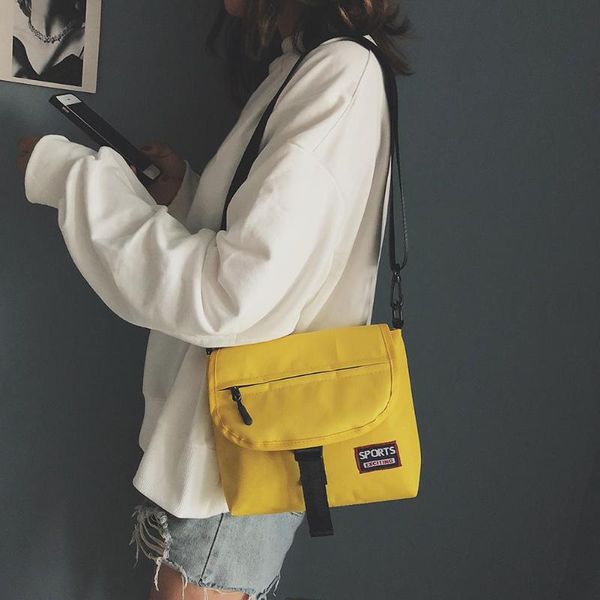 

fashion teenager boys girls nylon shoulder bags casual zipper cover crossbody bag for women men bags black, yellow, white