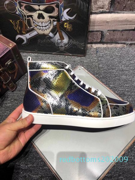 

2020 designer red bottoms men's and women's flat sole luxury party couple casual size 36-46 r09, Black