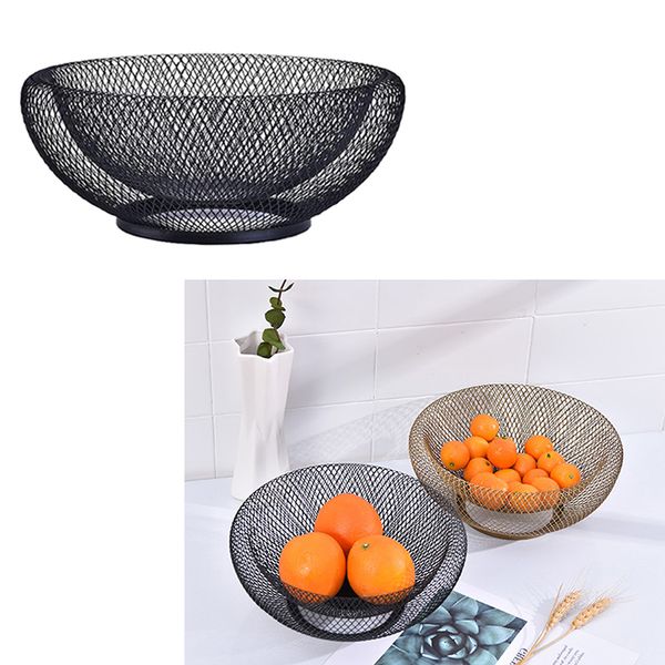 

2 pieces iron fruit serving bowl kitchen storage snacks container black