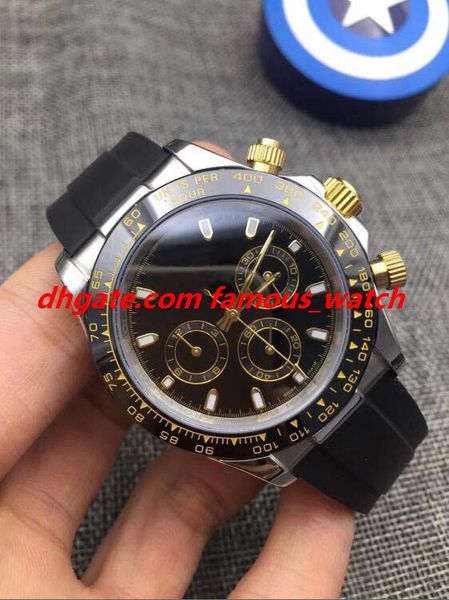 

luxury watches 2 tone dial ceramic bezel 40mm rubber strap automatic fashion male men's watch wristwatch, Slivery;brown