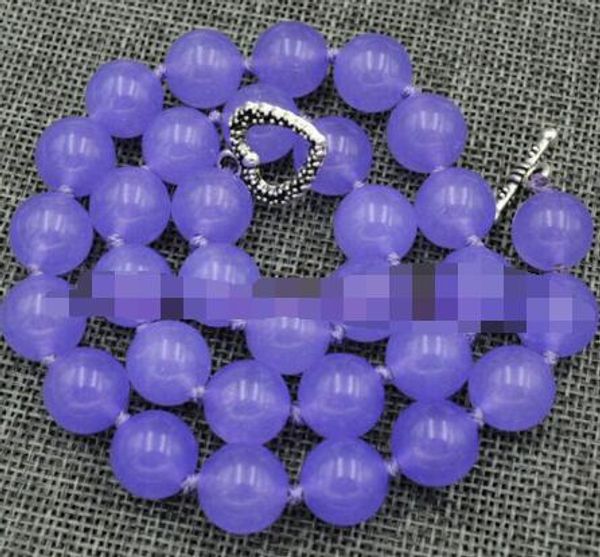 

light purple 12mm lavender jade gemstone necklace 18 ", Silver