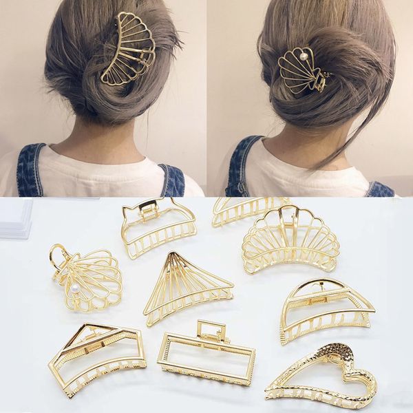 

fashion heart shape hair womens shower hair holder crab jaw clamp jewelry for women hairpins accessories, Golden;white