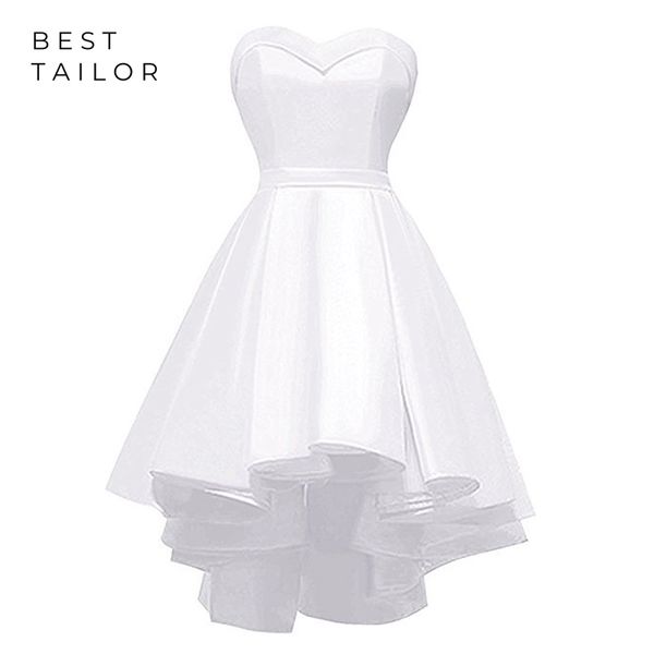 

party dresses prom 2021 simple white asymmetrical sweetheart high low satin gowns vestido de fiesta largos, White;black