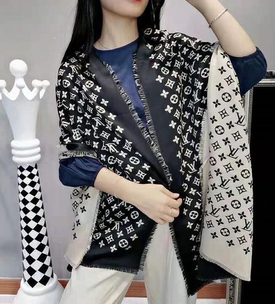 

luxury winter cashmere scarf pashmina for women brand designer mens warm plaid scarf fashion women imitate cashmere wool scarves 180x70cm, Blue;gray
