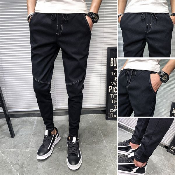 

spring and summer new fashion wild overalls korean micro-elastic harem pants casual comfortable jeans, Blue