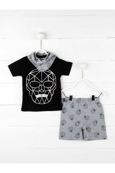 

black gray summer baby boy 3 pcs set, White