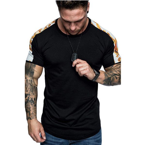 

модные печатные мужские футболки лето круглый вырез с коротким рукавом мужские повседневные тонкие футболки цветовая гамма мужской одежды, White;black