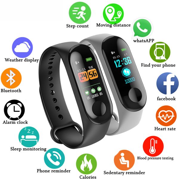 

smart band watch color screen wristband fitness tracker heart rate monitor sleep monitor smart bracelet for iphone android phone, Slivery;brown
