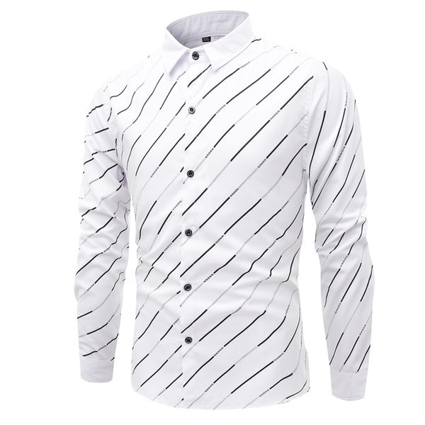 

stripe shirt для мужчин с длинным рукавом рубашки бизнеса для людей гавайской блузы осень новых белой королевской синего, White;black