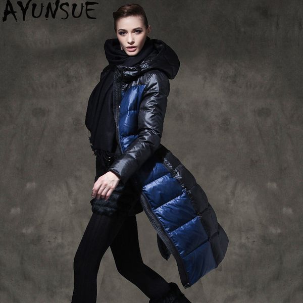 

зимний пуховик женщина с капюшоном длинное пальто теплый puffer jacket утка вниз роскошные женские куртки 2019 doudoune femme ry377 kj2607, Black