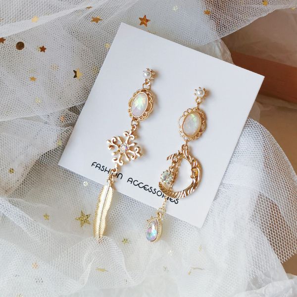 

8.6 cm bohemia gold color feather clip earrings no pierced long statement moon clip on ear without piercing hole for women, Silver