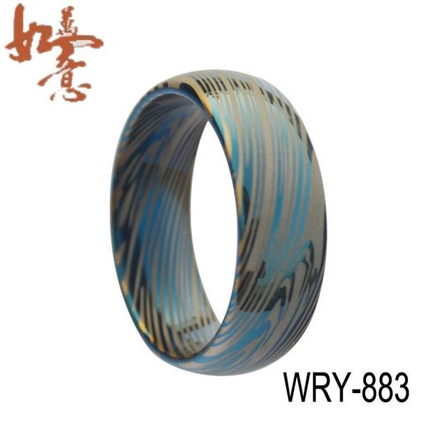 

2014 new blue damascus style tungsten carbide ring 8mm width item no. wry-883, Silver