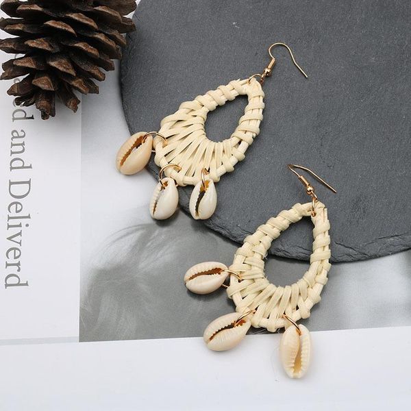 

ocean style 2019 new rattan shell earrings female selling earrings european and american fashion wholesale