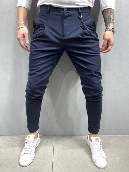 

italian cut streetwear casual men pants navy blue