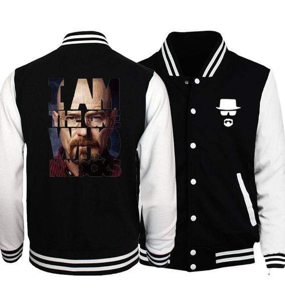 

breaking bad heisenber baseball jacket men 2018 spring walter white cook coat heisenberg jacket print baseball uniform homme 5xl, Black;brown