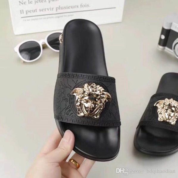 

men womens sandals with correct flower box dust bag designer shoes snake print luxury slide summer fashion wide flat sandals slipper, Black