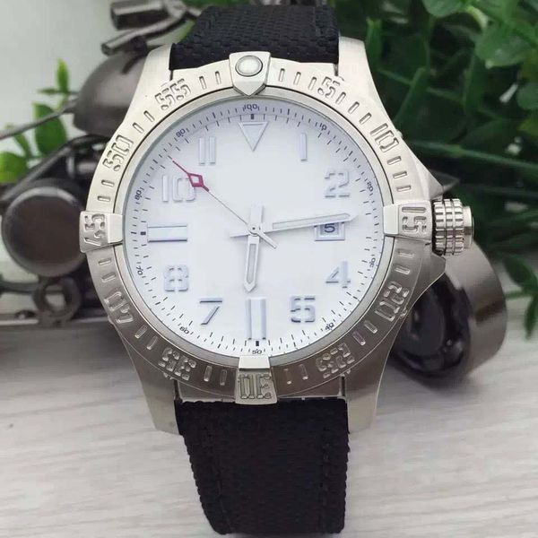 

good sale br 1884 blackbird 44 avenger seawolf white dial automatic mechanical fabric band white steel bezel outdoor mens watches, Slivery;brown