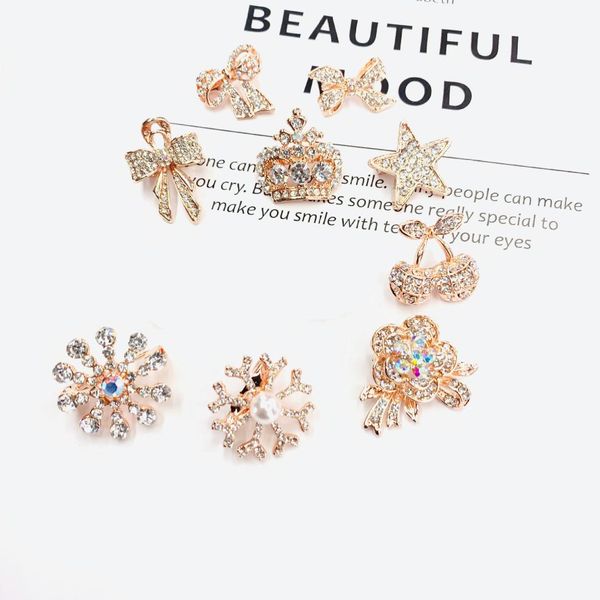 

delicate alloy rhinestone personality fashion bow brooch small pin clothing accessories for girl women wedding party jewelry, Gray