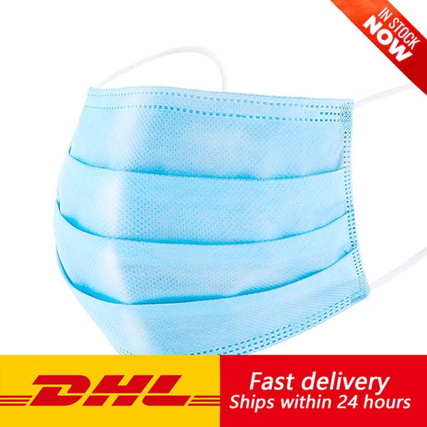 

in stock 50pcs/box disposable face masks ce certification protect 3 layers filter dust-proof ear-loop fad certificate non woven mouth masks