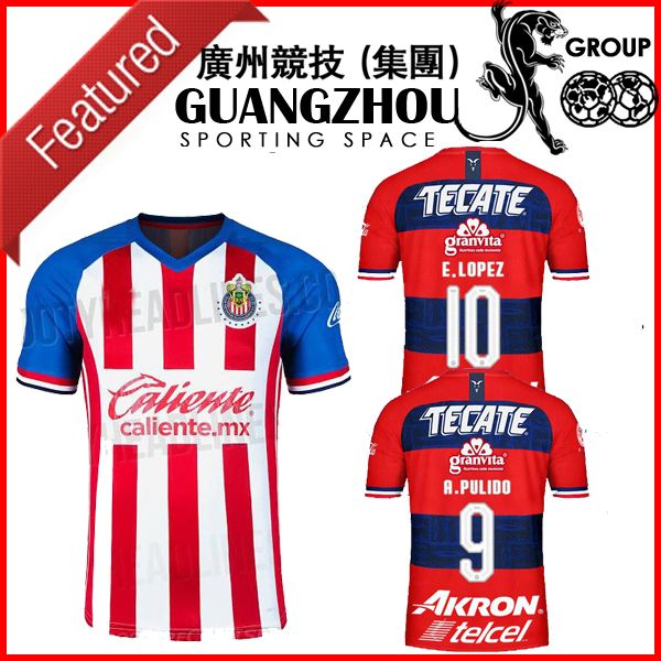 

2019 guadalajara chivas soccer jerseys home a.pulido away m.perez e.lopez 19 20 officiel fonts jersey i.brizuela football shirts, Black;yellow
