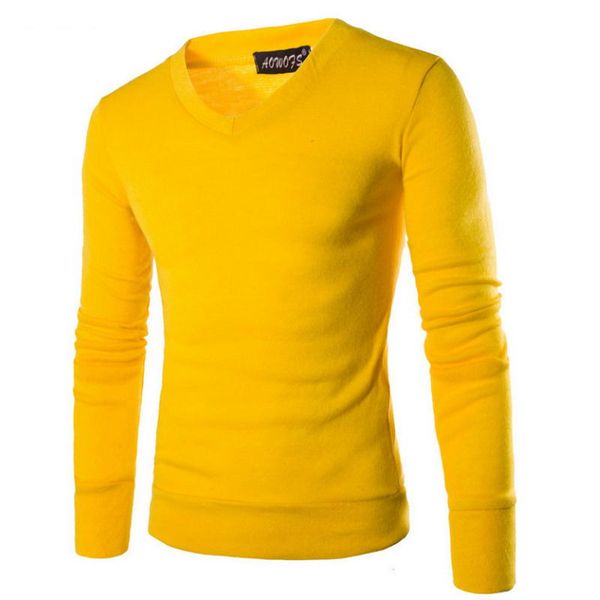 

2018 new cotton sweater men long sleeve pullover outwear man v-neck sweaters slim solid fit knitting clothing 7 colors, White;black