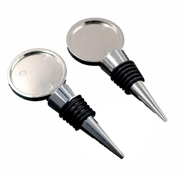 Presente de casamento rodada Red Wine Bottle Stopper em branco do metal Barra de Ferramentas Para DIY Cristal Dome Cabochones Acessório SN1288