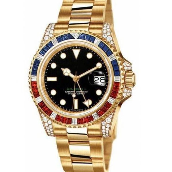 

2019 new full diamond luxury gmi star stainless steel diamond watch automatic men's mechanical wristwatch, Slivery;brown