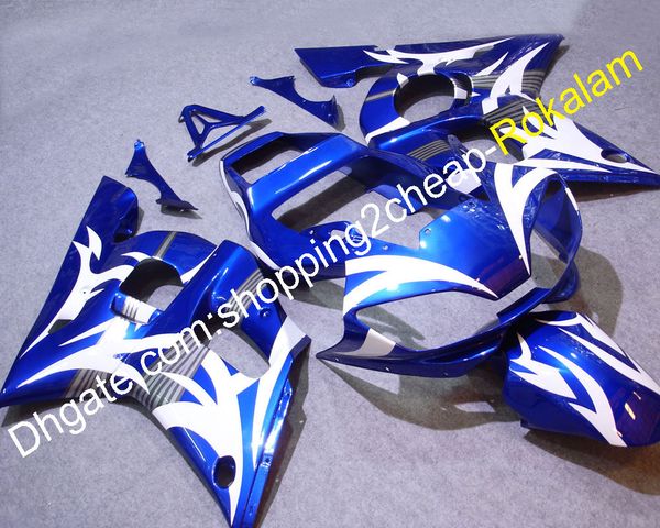 YZF 600 R6 Motorradverkleidung für Yamaha YZFR6 1998 1999 2000 2001 2002 YZFR6 Motorrad Blau Weiß Karosserie-Verkleidungsset (Spritzguss)