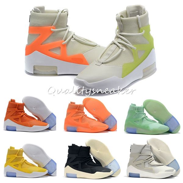 

2018 air new arrival fear of god 1 mens basketball shoes fog boots light bone black sail women sports zoom sneakers 36-45, White;red