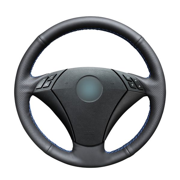 

hand-stitched black pu artificial leather steering wheel cover for 530 523 523li 525 520li 535 545i e60