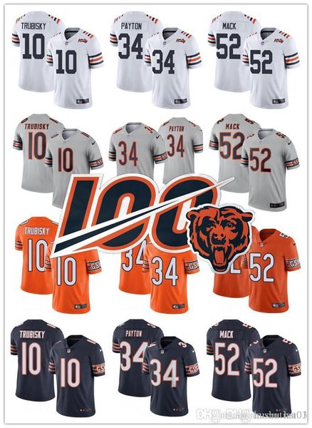 

Chicago 13 men 13 bear 52 khalil mack 13 nfl 34 walter payton 10 mitchell trubi ky 100th ea on football jer ey cu tom navy white grey
