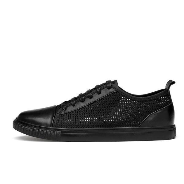 

vkergb 2019 new summer mesh shoes fashion joker men outdoor mesh hollow casual autumn style breathable non-slip flat thick shoes, Black