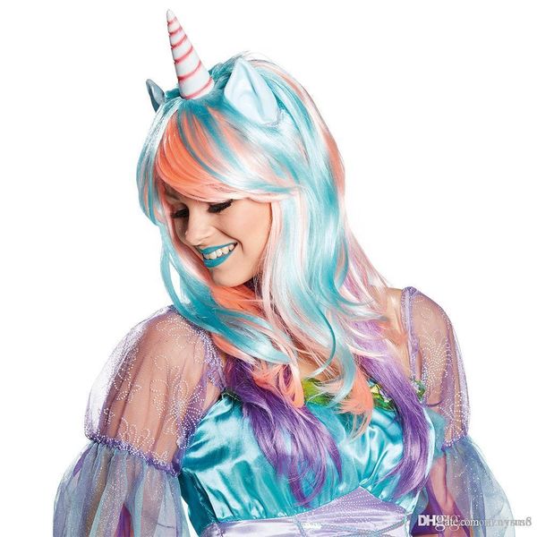 

unicorn wig party makeup stage festive decoration fashion fluffy woman, Black