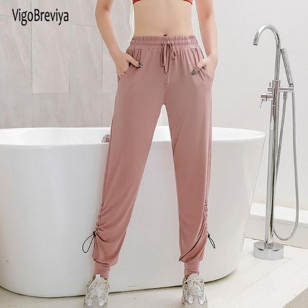 

vigobreviya women loose yoga pants tied leggings casual quick drying fitness workout long pants running sports wear trousers, White;red