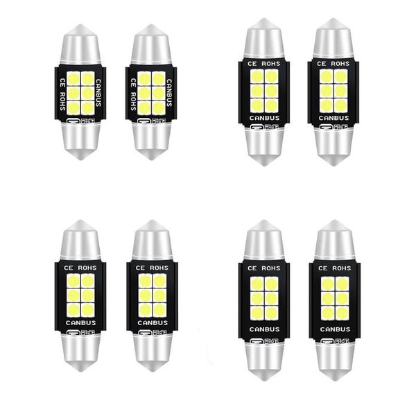 

2pcs auto interior map reading lamp bulbs 6smd 3030 6000k festoon car led bulbs original c5w and c10w plugs designed