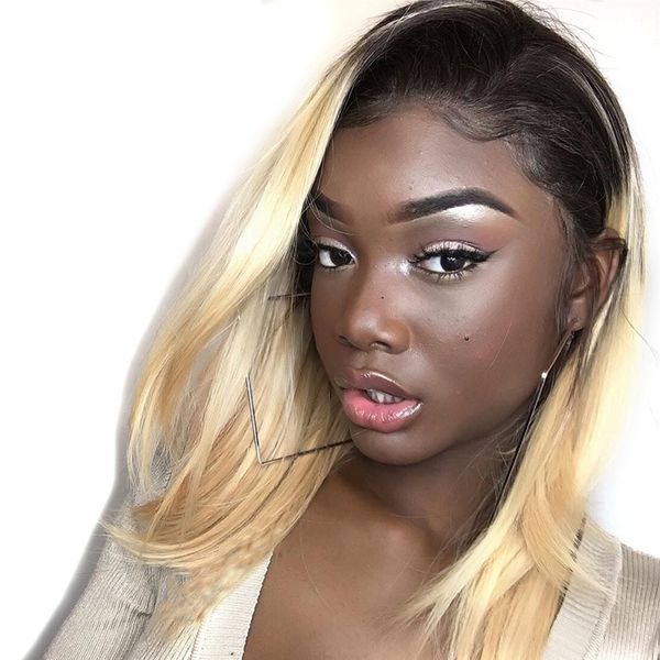 Bob Wig 1b 613 Ombre Honey Blonde Straight Brazilian Lace Front