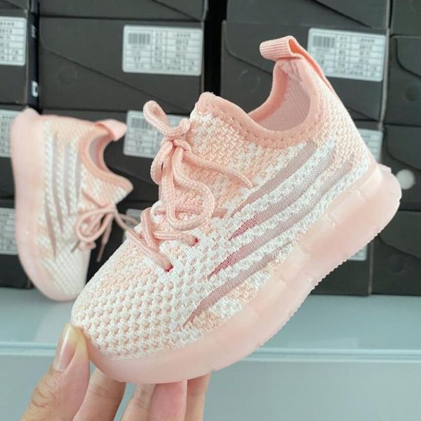 

2020 autumn new fashionable net breathable sports running shoes for girls boys rubber bottom children shoes brand kids, Black