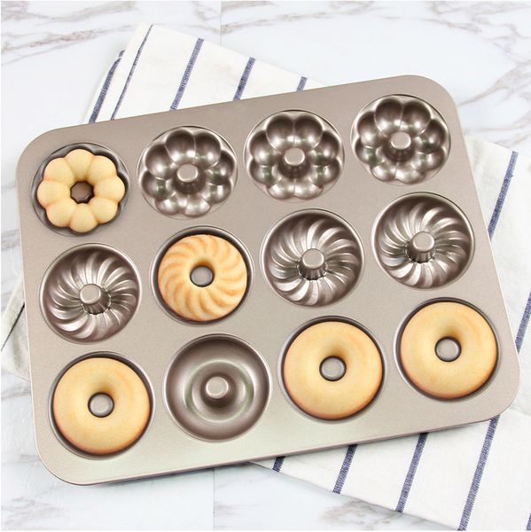 2019 Carbon Steel Doughnut Cake Mould 35 26 5cm Nonstick 12 Cavity Diy Biscuit Baking Pan High Quality Kitchen Tools Dhl From Lazymax 8 4