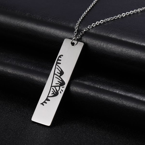 

lemegeton sunrise on mountains necklace stainless steel necklace punk jewelry chain men women bijoux, Silver