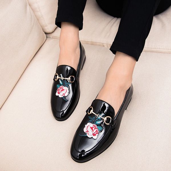 

summer men's casual shoes british pointy small shoes korean version of the nightclub stylist film building a foot foot shoes, Black