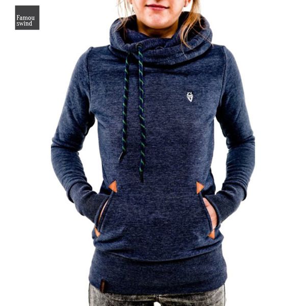 

осень зима женщины с длинным рукавом толстовки пуловеры повседневного кармана женской вышивка толстовка с капюшоном обычной доставка толстов, Black