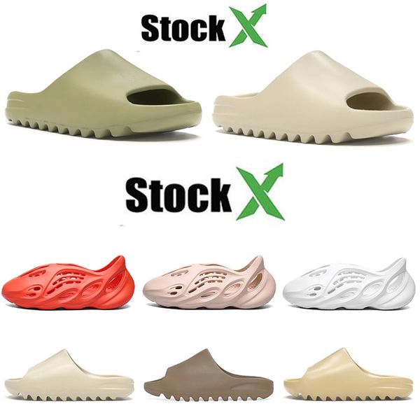 

foam runner kanye west slides designer womens mens slippers stock x shoes foam runner kids childrens resin bone plateform sandal earth brown, Black