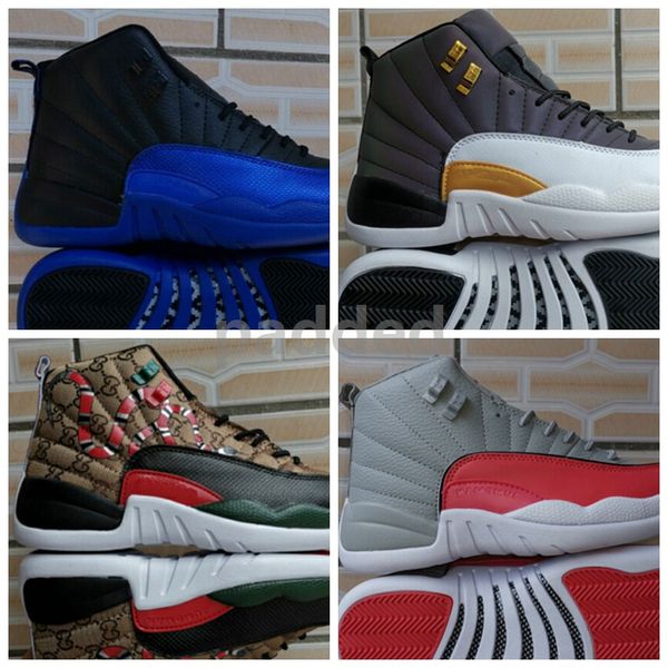 

2019 new arrival 12 game royal mens basketball shoes 12s snakeskin valentine's day flash sports designer sneakers size 7-13, White;red