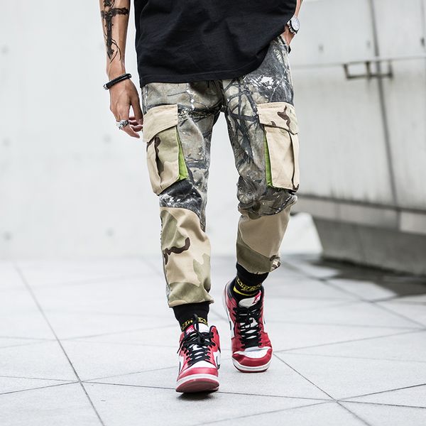 

2018 mens fashion joggers pants camo pants cargo men camouflage us size m-xxl, Black