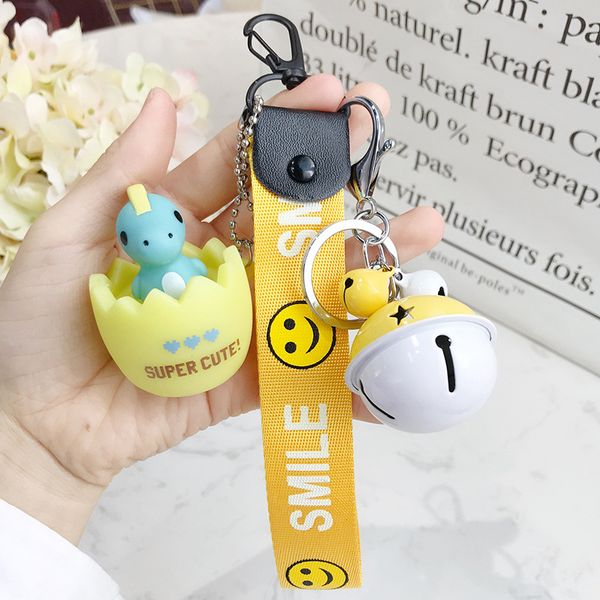 

new arrival cartoon squeezable dinosaur egg keychain baby dinosaur keychains personality bag pendant key holder car keyring gift, Silver