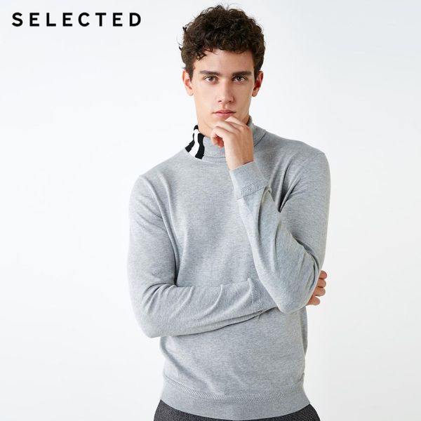 

men's 100% cotton striped high-necked knit s|418424523, White;black