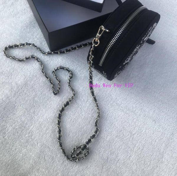 

fashion stud circle storage case jewelry organizer with chain classsic c bag round storage bag for sundries with gift box