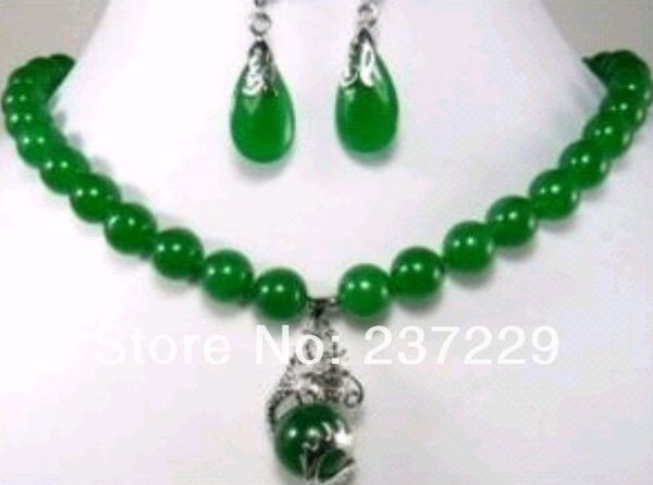 

wholesale price ^^^^10mm dragon stone earrings pendant necklace sets, Black