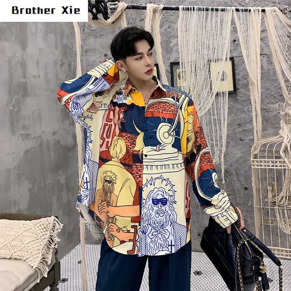 

мужская цветная печать шикарные мужские пальто с длинными рукавами бренд мода тенденция французская манжета свободные высокое качество мужск, White;black