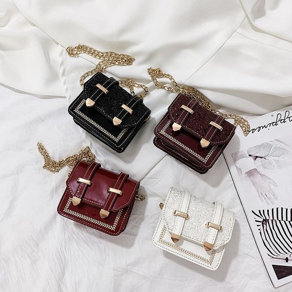 

new style pu handbag fashion sequin shoulder phone bag chain square sling bag